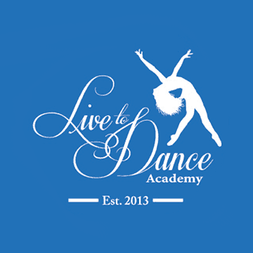 oakville dance studio live to dance logo white on blue background